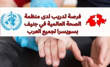 فرصة تدريب لدى منظمة الصحة العالمية في جنيف بسويسرا لجميع العرب